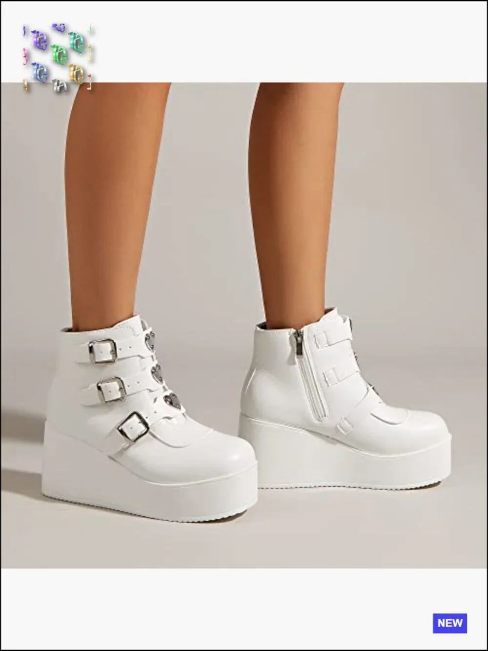 Platform Chunky Ankle Boots - Wedge High Heels Rave Goth Booties Round Toe